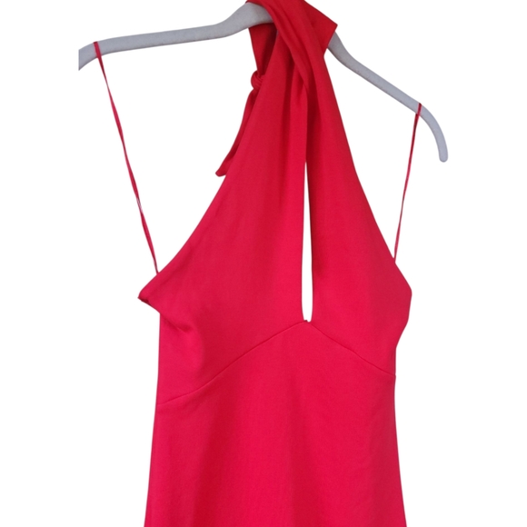 Zara Red Bodycon Halter Mini Dress L Open Back Going Out Club Party Rave - Picture 8 of 15